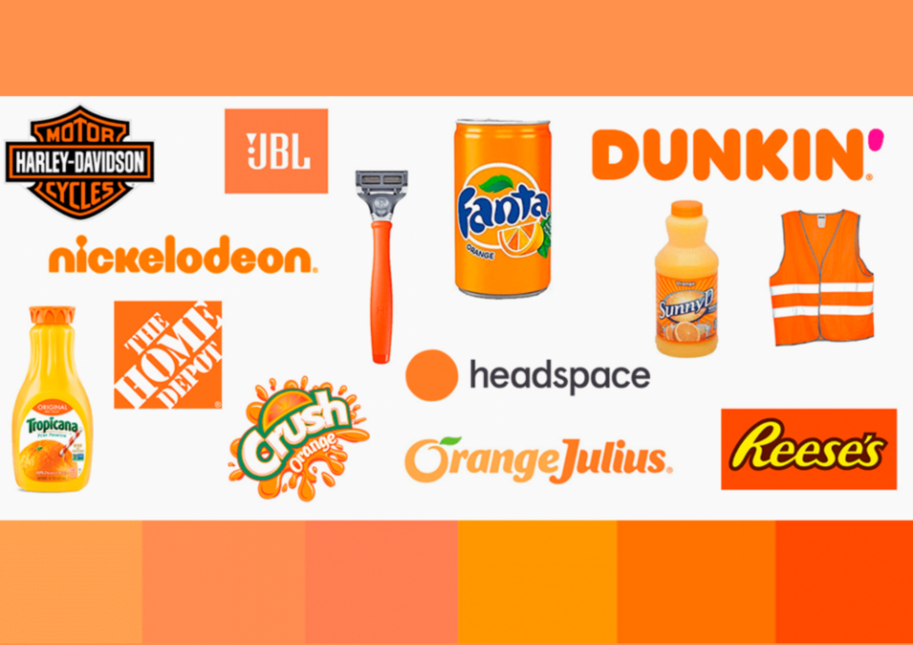 Orange is often used in food and beverage brands, as well as in retail, entertainment, and technology;