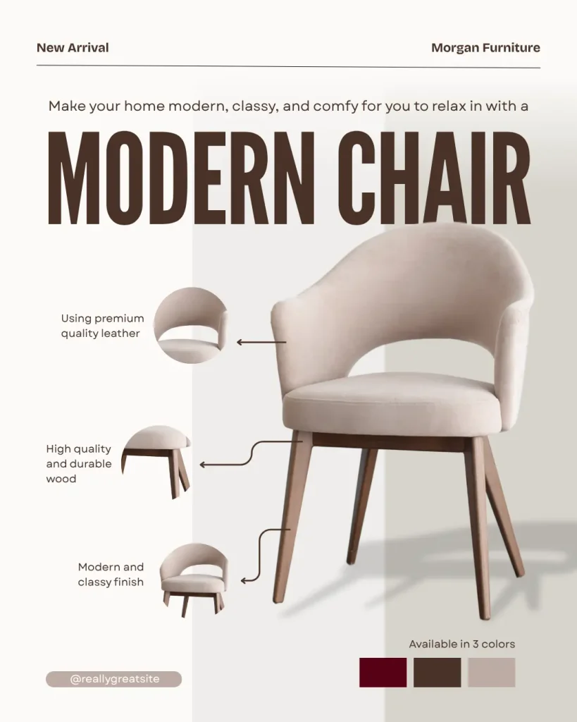 Beige Brown and White Modern Furniture Product Features Instagram Post